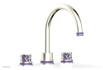 Phylrich JOLIE Deck Tub Set - Round Handles with "Purple" Accents 222-40 - Satin Nickel