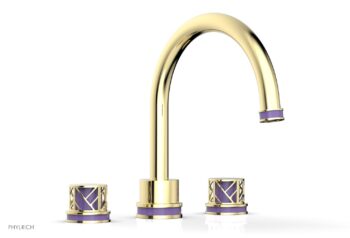 Phylrich JOLIE Deck Tub Set - Round Handles with "Purple" Accents 222-40 - Polished Brass