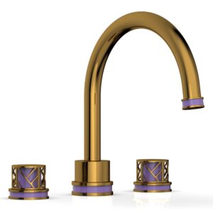 Phylrich JOLIE Deck Tub Set – Round Handles with “Purple” Accents 222-40 – French Brass