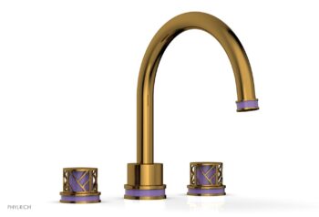 Phylrich JOLIE Deck Tub Set - Round Handles with "Purple" Accents 222-40 - French Brass
