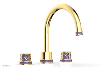 Phylrich JOLIE Deck Tub Set - Round Handles with "Purple" Accents 222-40 - Polished Gold