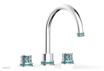 Phylrich JOLIE Deck Tub Set - Round Handles with "Turquoise" Accents 222-40 - Polished Chrome