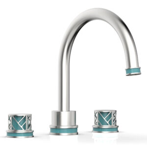 Phylrich JOLIE Deck Tub Set – Round Handles with “Turquoise” Accents 222-40 – Satin Chrome