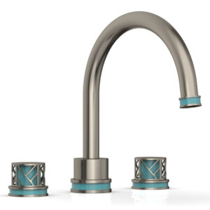 Phylrich JOLIE Deck Tub Set – Round Handles with “Turquoise” Accents 222-40 – Pewter