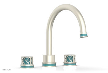 Phylrich JOLIE Deck Tub Set - Round Handles with "Turquoise" Accents 222-40 - Burnished Nickel