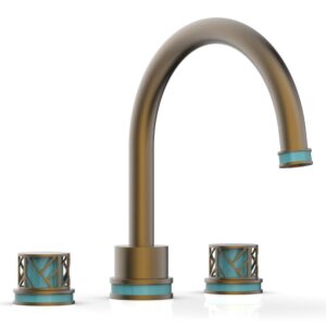 Phylrich JOLIE Deck Tub Set – Round Handles with “Turquoise” Accents 222-40 – Old English Brass