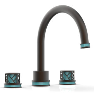 Phylrich JOLIE Deck Tub Set – Round Handles with “Turquoise” Accents 222-40 – Oil Rubbed Bronze