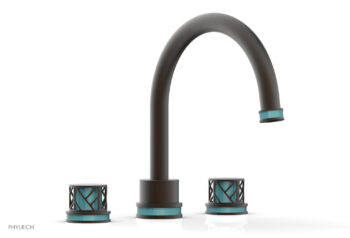 Phylrich JOLIE Deck Tub Set - Round Handles with "Turquoise" Accents 222-40 - Oil Rubbed Bronze