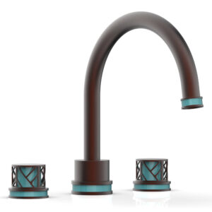 Phylrich JOLIE Deck Tub Set – Round Handles with “Turquoise” Accents 222-40 – Weathered Copper
