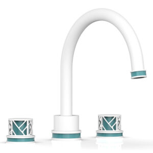 Phylrich JOLIE Deck Tub Set – Round Handles with “Turquoise” Accents 222-40 – Satin White