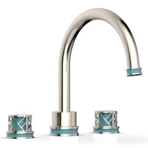 Phylrich JOLIE Deck Tub Set – Round Handles with “Turquoise” Accents 222-40 – Polished Nickel