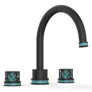 Phylrich JOLIE Deck Tub Set – Round Handles with “Turquoise” Accents 222-40 – Matte Black