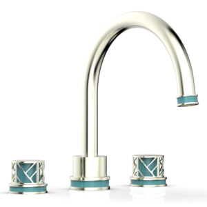 Phylrich JOLIE Deck Tub Set – Round Handles with “Turquoise” Accents 222-40 – Satin Nickel
