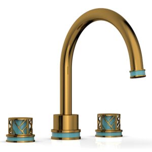 Phylrich JOLIE Deck Tub Set – Round Handles with “Turquoise” Accents 222-40 – French Brass