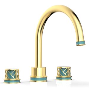 Phylrich JOLIE Deck Tub Set – Round Handles with “Turquoise” Accents 222-40 – Satin Gold