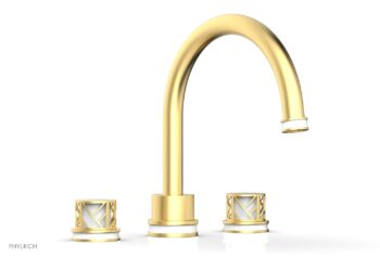 Phylrich JOLIE Deck Tub Set - Round Handles with "White" Accents 222-40 - Burnished Gold