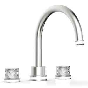 Phylrich JOLIE Deck Tub Set – Round Handles with “White” Accents 222-40 – Satin Chrome