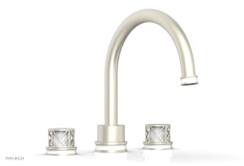 Phylrich JOLIE Deck Tub Set - Round Handles with "White" Accents 222-40 - Burnished Nickel