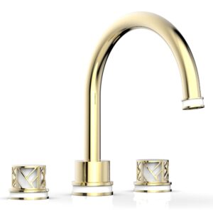 Phylrich JOLIE Deck Tub Set – Round Handles with “White” Accents 222-40 – Polished Brass Uncoated