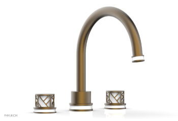 Phylrich JOLIE Deck Tub Set - Round Handles with "White" Accents 222-40 - Old English Brass