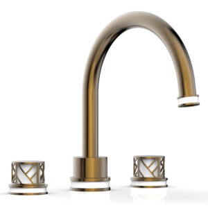 Phylrich JOLIE Deck Tub Set – Round Handles with “White” Accents 222-40 – Antique Brass