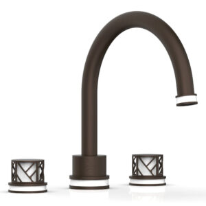 Phylrich JOLIE Deck Tub Set – Round Handles with “White” Accents 222-40 – Antique Bronze
