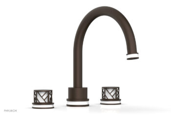 Phylrich JOLIE Deck Tub Set - Round Handles with "White" Accents 222-40 - Antique Bronze