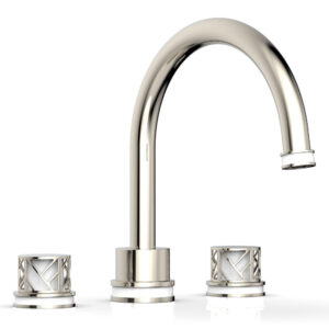 Phylrich JOLIE Deck Tub Set – Round Handles with “White” Accents 222-40 – Polished Nickel