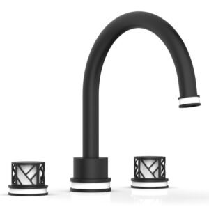 Phylrich JOLIE Deck Tub Set – Round Handles with “White” Accents 222-40 – Matte Black