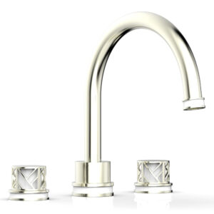 Phylrich JOLIE Deck Tub Set – Round Handles with “White” Accents 222-40 – Satin Nickel