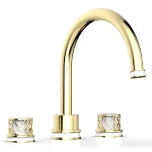 Phylrich JOLIE Deck Tub Set – Round Handles with “White” Accents 222-40 – Polished Brass