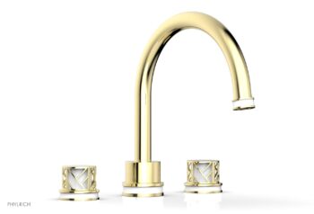 Phylrich JOLIE Deck Tub Set - Round Handles with "White" Accents 222-40 - Polished Brass