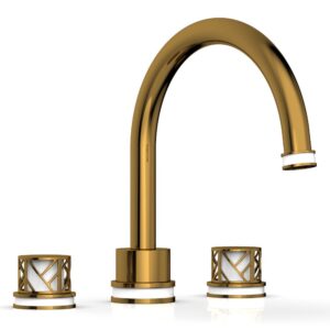 Phylrich JOLIE Deck Tub Set – Round Handles with “White” Accents 222-40 – French Brass