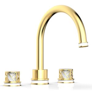 Phylrich JOLIE Deck Tub Set – Round Handles with “White” Accents 222-40 – Satin Gold