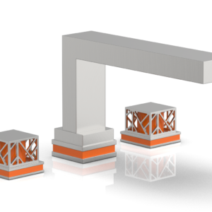 Phylrich JOLIE Deck Tub Set – Square Handles with “Orange” Accents 222-41 – Satin Chrome