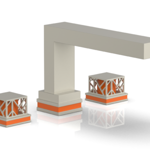 Phylrich JOLIE Deck Tub Set – Square Handles with “Orange” Accents 222-41 – Burnished Nickel