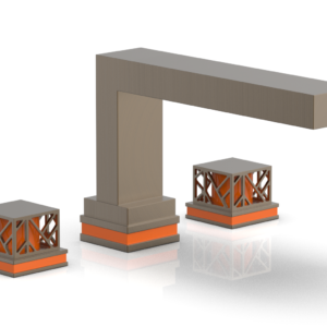Phylrich JOLIE Deck Tub Set – Square Handles with “Orange” Accents 222-41 – Old English Brass