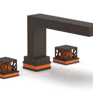 Phylrich JOLIE Deck Tub Set – Square Handles with “Orange” Accents 222-41 – Antique Bronze