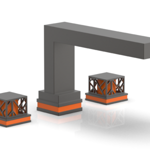 Phylrich JOLIE Deck Tub Set – Square Handles with “Orange” Accents 222-41 – Oil Rubbed Bronze