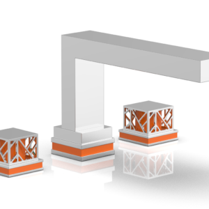 Phylrich JOLIE Deck Tub Set – Square Handles with “Orange” Accents 222-41 – Polished Chrome