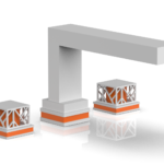 Phylrich JOLIE Deck Tub Set - Square Handles with "Orange" Accents 222-41 - Satin White