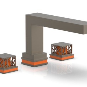 Phylrich JOLIE Deck Tub Set – Square Handles with “Orange” Accents 222-41 – Architectural Bronze