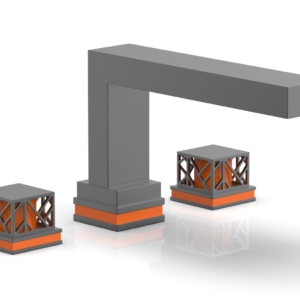 Phylrich JOLIE Deck Tub Set – Square Handles with “Orange” Accents 222-41 – Gun Metal