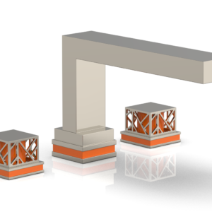 Phylrich JOLIE Deck Tub Set – Square Handles with “Orange” Accents 222-41 – Polished Nickel