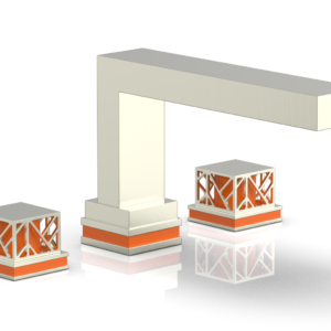 Phylrich JOLIE Deck Tub Set – Square Handles with “Orange” Accents 222-41 – Satin Nickel