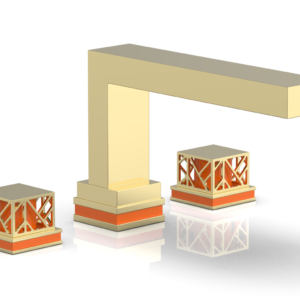 Phylrich JOLIE Deck Tub Set – Square Handles with “Orange” Accents 222-41 – Polished Brass