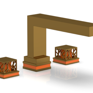 Phylrich JOLIE Deck Tub Set – Square Handles with “Orange” Accents 222-41 – French Brass