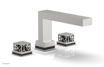 Phylrich JOLIE Deck Tub Set - Square Handles with "Black" Accents 222-41 - Satin Chrome