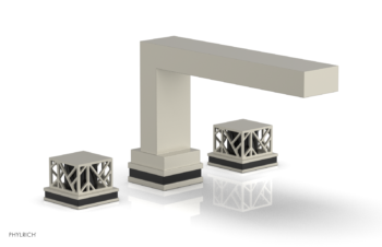 Phylrich JOLIE Deck Tub Set - Square Handles with "Black" Accents 222-41 - Burnished Nickel