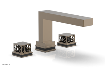 Phylrich JOLIE Deck Tub Set - Square Handles with "Black" Accents 222-41 - Antique Brass